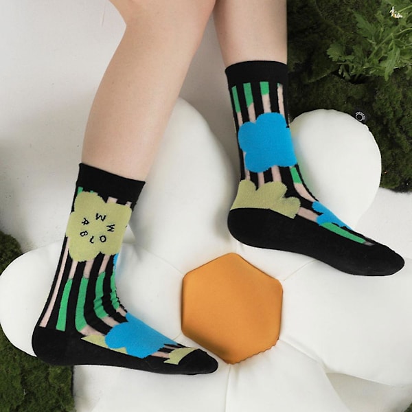 Damstrumpor i ull, sommargenomskinliga tunna mesh spets elastiska Jacquard kristallglasstrumpor