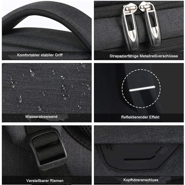 Kxj-reppu kannettavalle tietokoneelle 18" suuri vedenpitävä laukku kuulokeliittimellä RFID-tasku %-5