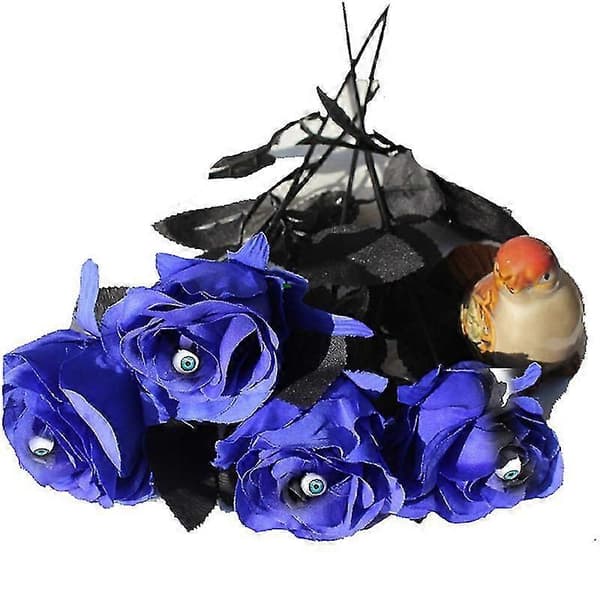 Blomsterrose kunstig blomst med øje Halloween spøgelse sort falsk blomst Red 1 Pcs