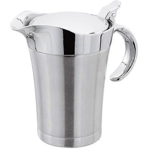 Dobbeltisolert sausnebb med hengslet lokk, ideell sausbolle i rustfritt stål (750 ml) -Sy