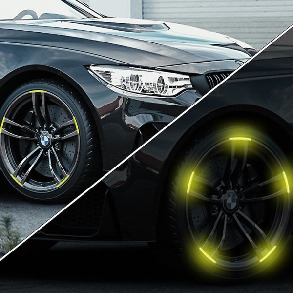 20/40 stk Klistremerke Kjøresikkerhet Lysende Universalklistremerke Reflekterende Stripe Tape Bil Motorsykkel Hjulnav For Biltilbehør| | 20Pcs Yellow