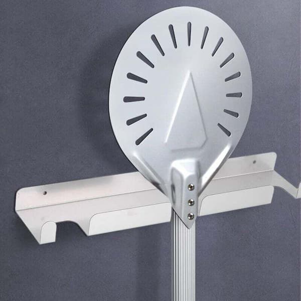 Pizzaspadeholder, Pizzaspadeholder i børstet rustfrit stål, Kraftig pizzaspadeholder 1 cm