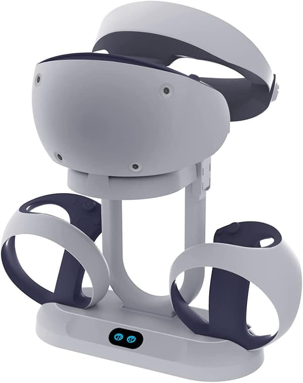 PS-VR2 Controller Opladningsdock og VR Headset Standholder, 2-i-1 Opladerstation til 2 Controllere Headset Display Rack, VR2 Tilbehør