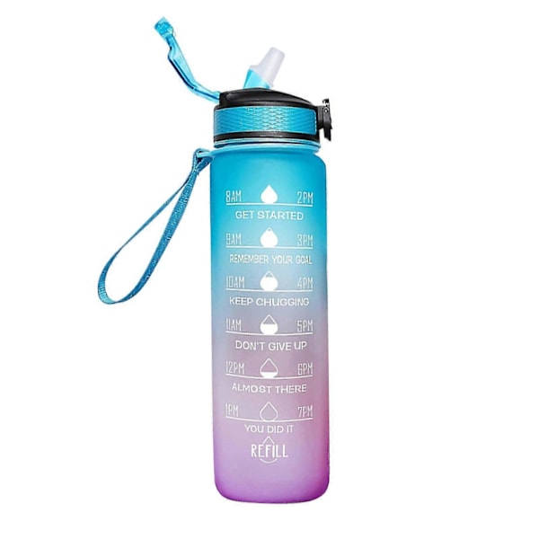 Motivoiva vesipullo aikamerkinnällä & 1000 ml vesipullo pillillä, tiivis, BPA-vapaa - SNNGV pink