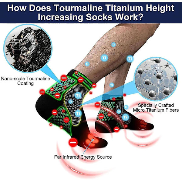 Far Infrared Schorl Titanium Ion Heightening Booster Strumpor, 2 par Ankel Compression Sock 2Pairs Orange M