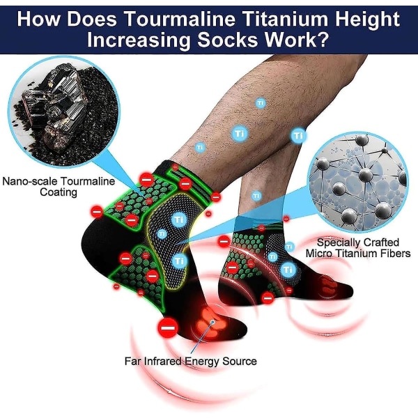 Far Infrarød Schorl Titanium Ion Heightening Booster Sokker, 2 par Ankel Compression Sok Orange and Black M
