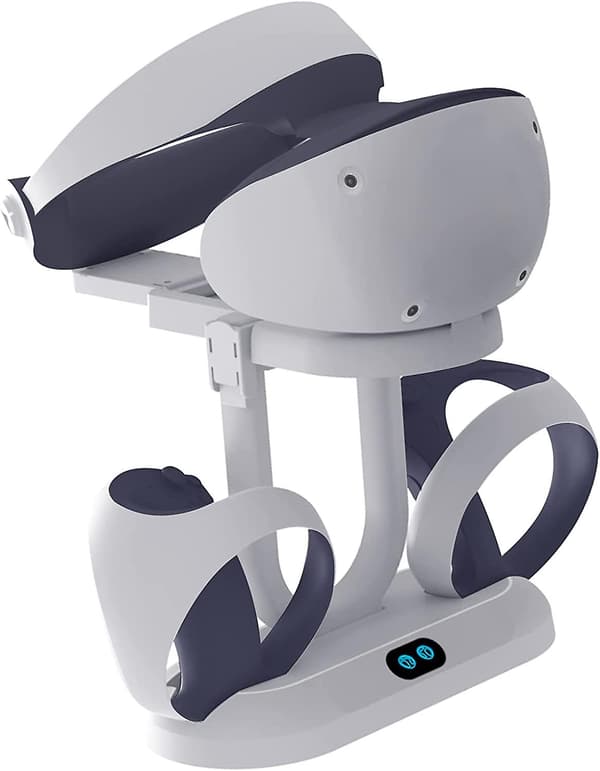 PS-VR2 Controller Opladningsdock og VR Headset Standholder, 2-i-1 Opladerstation til 2 Controllere Headset Display Rack, VR2 Tilbehør