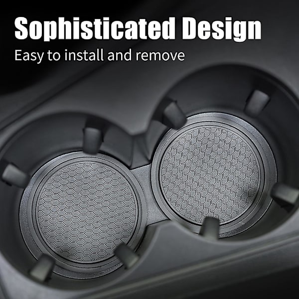 Glasskåner til biler, 4 stk universelle skridsikre kopholdere indlejret i ornamenter Coaster, bilinteriørtilbehør - drikkevareholdere 2pcs grey