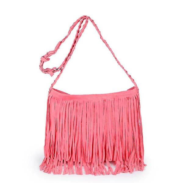 Tassel Damaxelväska Mode Läder Plysch Retro Crossbody Bag Damväska pink