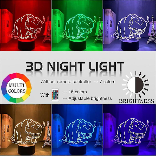Akryl 3d-lampa Avatar The Last Airbender Nightlight, Rumsinredning Legenden Om 16 color with remote DM92