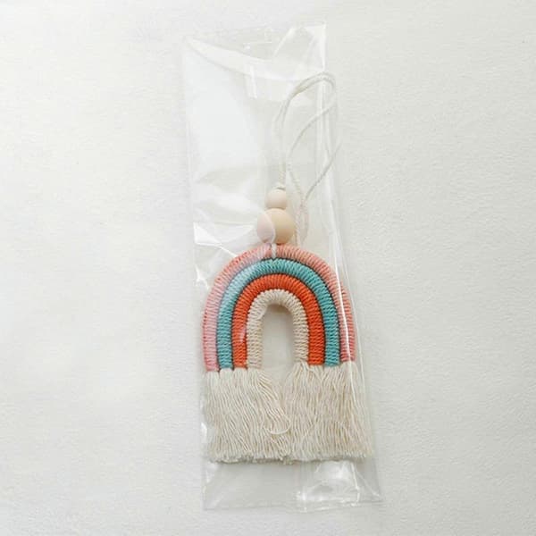 Boheme Macrame Regnbue Bilpynt - Gul Hængende Ornament