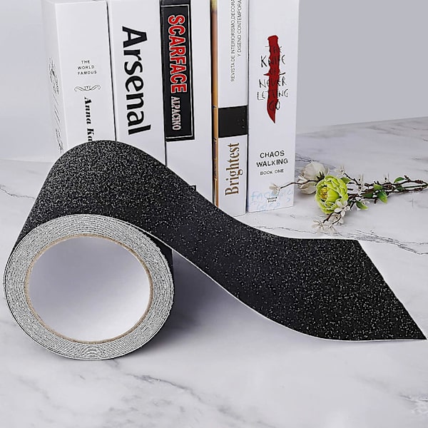 Klæbende anti-skrid tape til trapper, friktion, slibemiddel til sikkerhed, trappestige, indendørs, udendørs, høj trækkraft, 15 cm x 5 m, sort