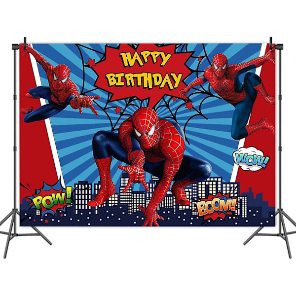 8x6ft Spiderman Fotobakgrunder Superhjälte Stad Tema Fotobakgrund Barn Glad Födelsedag Spiderman Fest Dekoration Tårta Bord Banner Tillbehör