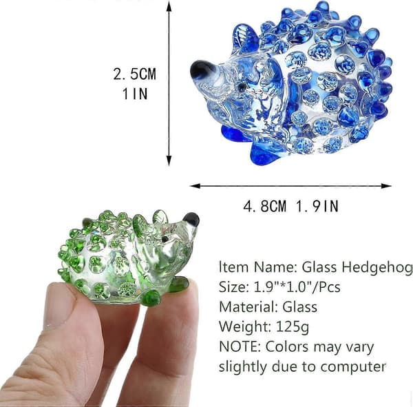 4 st blåsta glas igelkottfigurer Mini glasdjur Handblåst färgglad glaskonst Igelkott samlarobjekt present heminredning