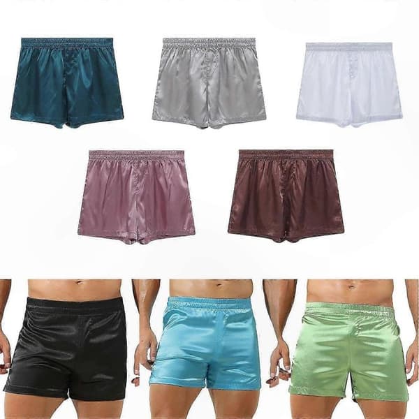 Satin Silk Sovshorts Underkläder Lounge Pyjamas Boxers för Män black M