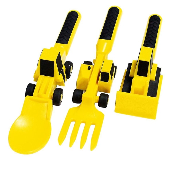 Barnebilservise Bulldoser gravemaskin spade 3-delt bestikk Barneservise