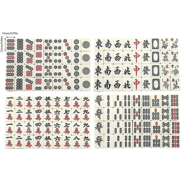 Mahjong Spelbräde Set - Mahjong Tiles Mini Size, Travel Mah Jong Set med förvaringsväska, perinteinen kinesisk versio Familjebrädspel Festtillbehör