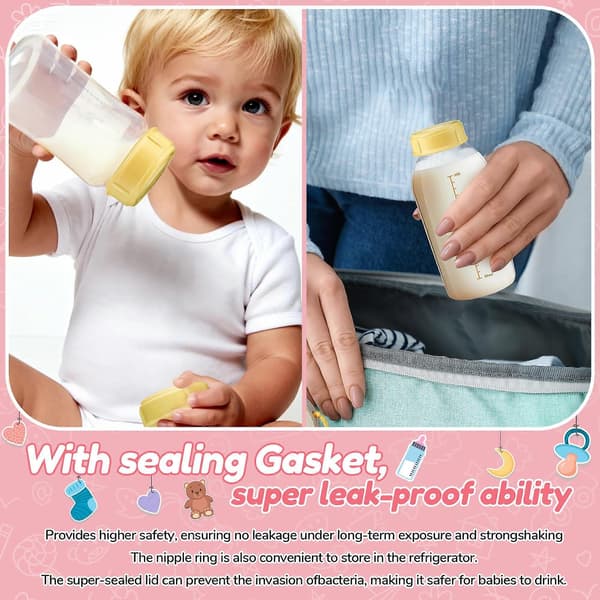 Kompatibel med Medela Nappkrage Ringar 4-pack för 5oz 8oz Babyflaskor Läckagesäker Diskmaskinssäker