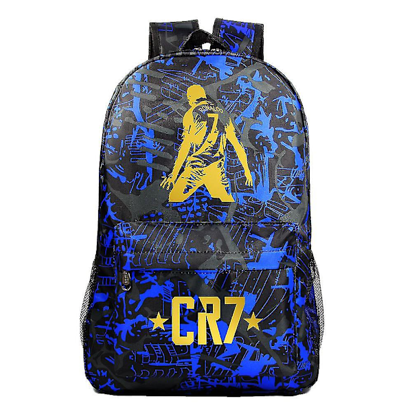 Cr7-ryggsäck med USB laddning, perfekt för pojkar och flickor, passar laptop, skolväskor med stöldskyddslås, perfekt för resor Mochila 4