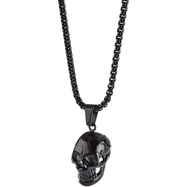 Skull Anheng Halskjede Gotisk Halloween Tilbehør for Kvinner Menn Punk Tilbehør for gutter Julebursdagsgaver til gutter Black