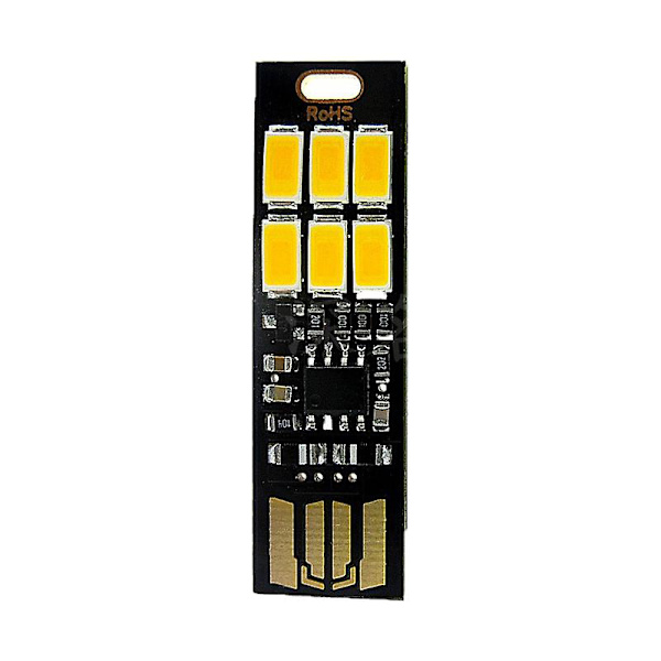 2st Bärbar Mini Dubbelsidig USB Led Light Touch Switch Dimbara Nattlampor Laptop PC Bilinteriör Läsning Varm Vit Lampa| | White