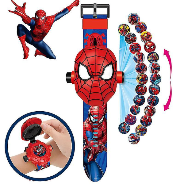 Disney tecknade barn watch på 3d-projektion tecknade superhjältar Spider-man Iron Man Digitala klockor Barn watch på leksak