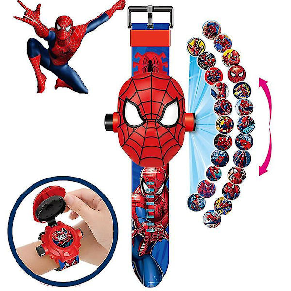Disney tegneserie barn se 3d-projeksjon tegneserie superhelter Spider-man Iron Man digitale klokker barn se leketøy
