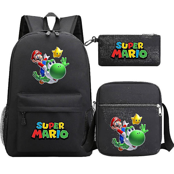 Super Mario Ryggsäck - Tonåringar, Flickor, Pojkar - Kawaii, Student - Vattentät skolväskor i canvas - 3 st - Laptop Mochilas ryggsäckar 7