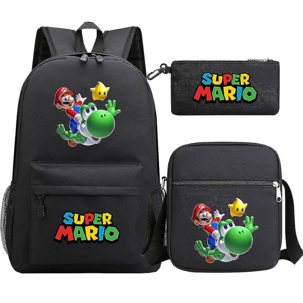 Super Mario Rygsæk - Teenagere, Piger, Drenge - Kawaii, Student - Vandtætte lærreds skoletasker - 3 stk - Laptop Mochilas rygsække 7