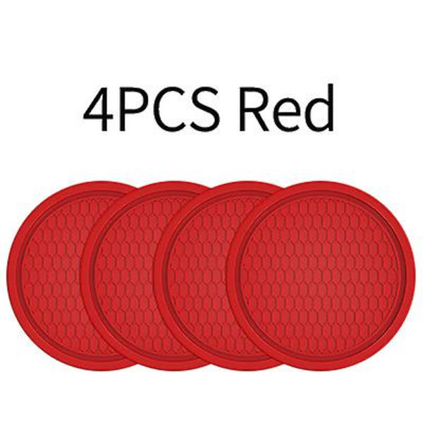 Glasskåner til biler, 4 stk universelle skridsikre kopholdere indlejret i ornamenter Coaster, bilinteriørtilbehør - drikkevareholdere 4pcs red