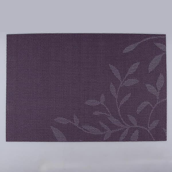 4 stk PVC rektangulær plassmatte varmeisolasjon spisebordspute coaster lilla