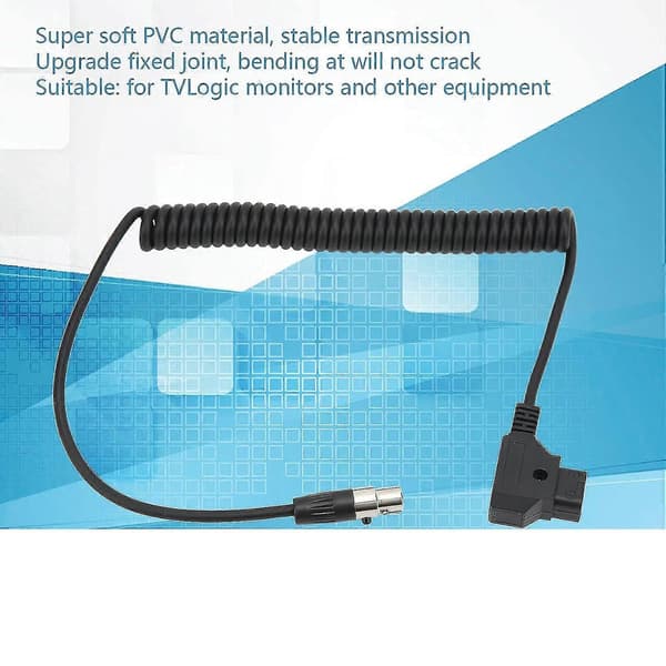 12v oprullet strømkabel, strømadapter forlængerkabel, mini XLR-adapter, strømadapterkabel, D Tap han til 4-benet mini XLR-adapter strøm oprullet kabel til