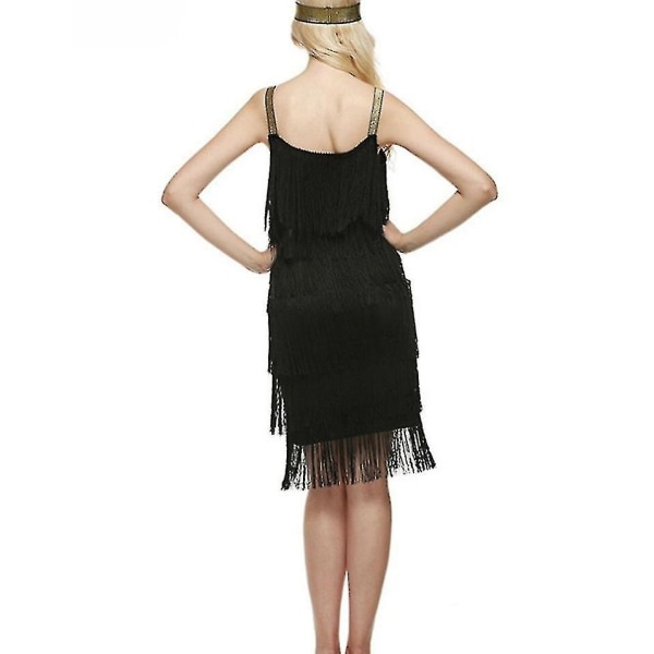 Fantastisk Gatsby-kjole til fest vintage kvast-kjoler med frynser til kvinder XXXL