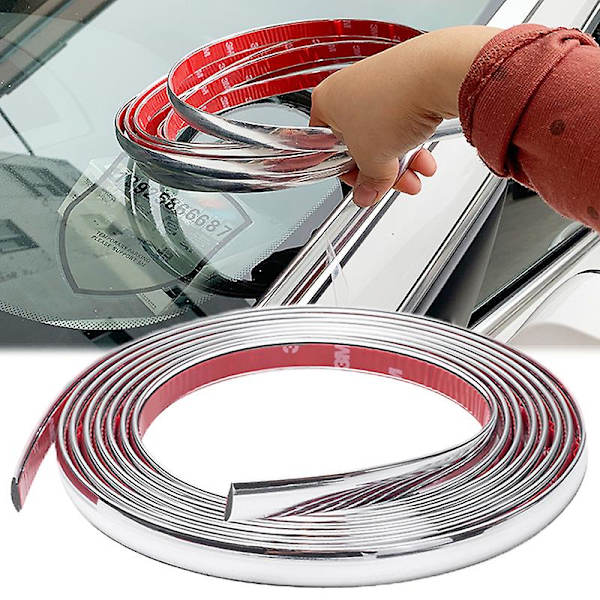 6/9/12/15/18/21/25mm Universal Auto Självhäftande Dörr Krom Listformning Dekoration Bumper Protector Trim Tejp Bildekaler| | 3M 12mm