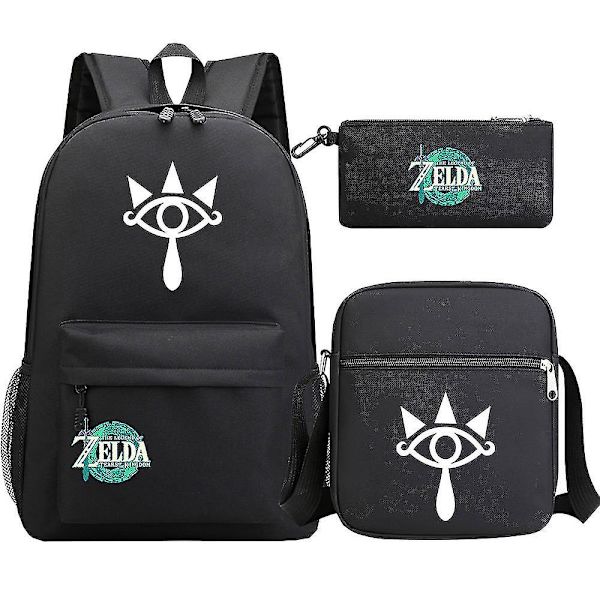 "zelda Kingdom Tears" printed teini-opiskelijakoululaukku - 3-osainen set miehille ja naisille 7