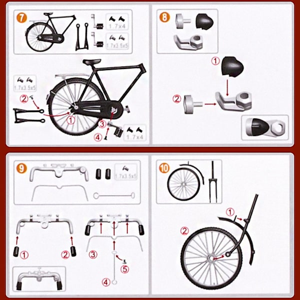 Kreativ järnkonst bordsskiva prydnadsleksaker 1:10 DIY Retro cykelmodell, 100 % ny