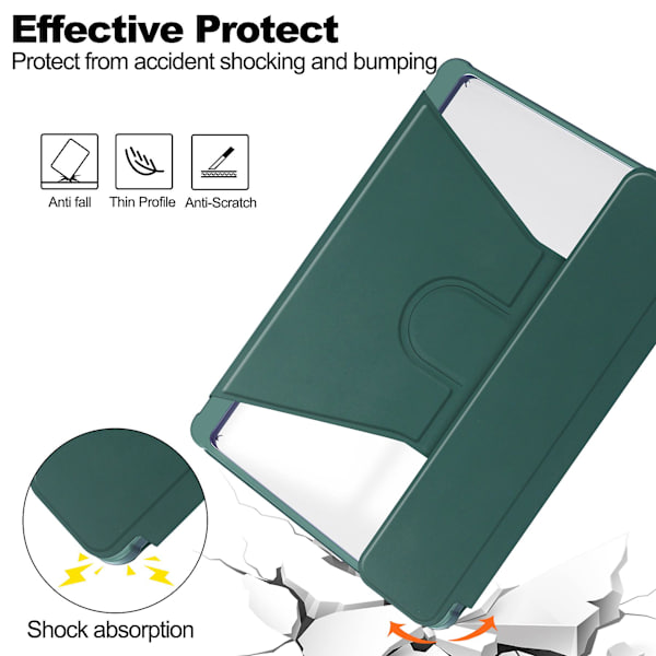 Case Samsung Galaxy Tab A9+:lle, Bluetooth näppäimistöllä pyörivä jalusta Pu+ cover Blackish Green