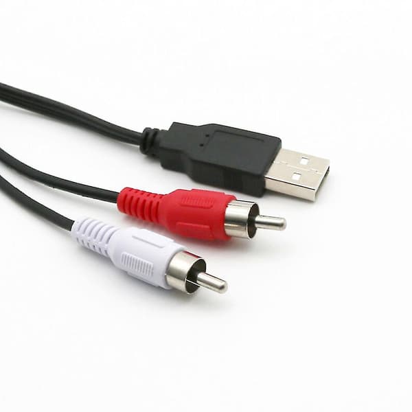 USB A han til 2x RCA Phono han AV-kabel til pc, tv, aux, lyd, videoadapter