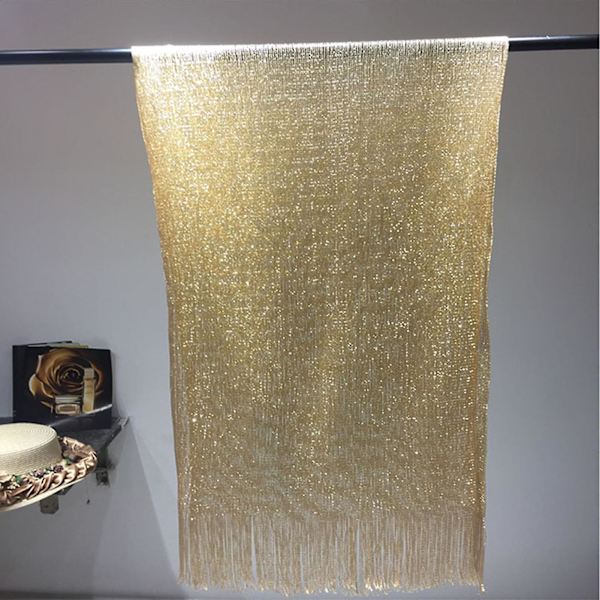 Sjal Wrap Scarf Artificiell Polyester Garn Lätt Wrap Scarf För Vår Höst Guld