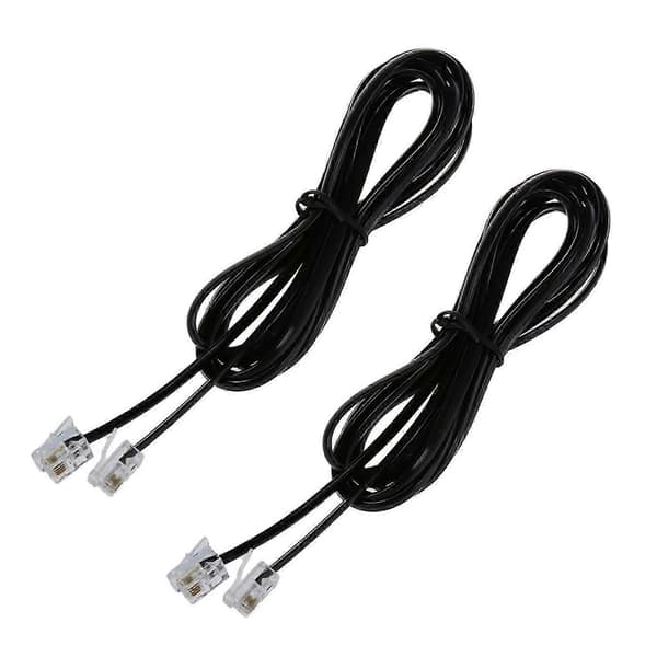 2X RJ11 6P4C telefonkabel ledning ADSL modem 2 meter JH4 Black