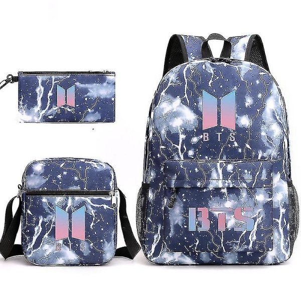 Bts Reppu Opiskelija Koululaukku Kolmiosainen set Lightning blue