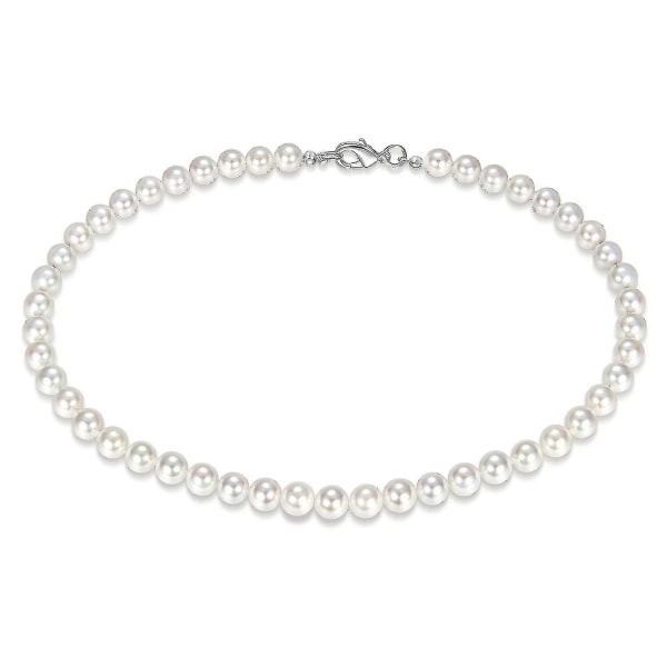 Imiteret perlehalskæde Mænd Simple Håndlavet Strand Bead Necklace 2022 New Trend#wdmy184 40Cm Pearl Necklace