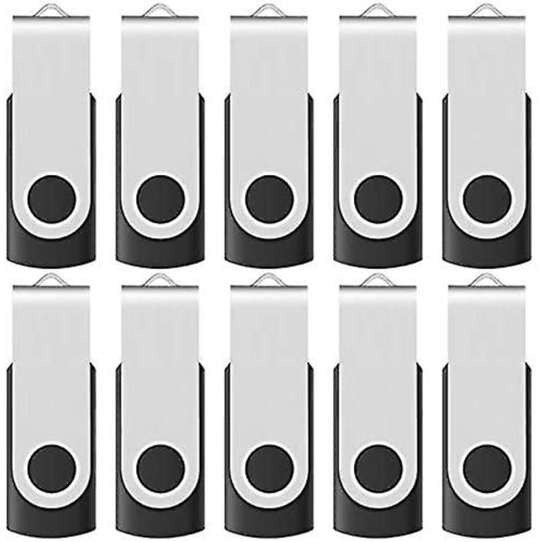 16gb USB 2.0 Flash Memory Stick Drive Svängbara tumenheter Bulk 10-pack, med LED-indikator, (svart)