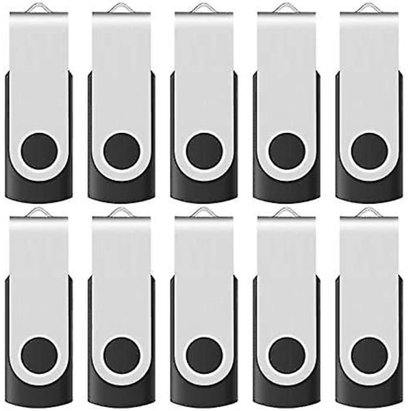 16gb USB 2.0 Flash Memory Stick Drive Svängbara tumenheter Bulk 10-pack, med LED-indikator, (svart)