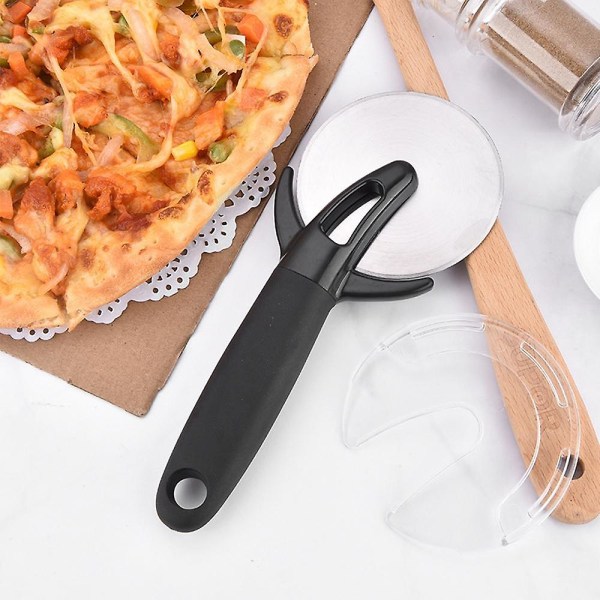Premium pizzaskärare i rostfritt stål - lätt att rengöra och skära pizzahjul - superskarpt, halkfritt handtag