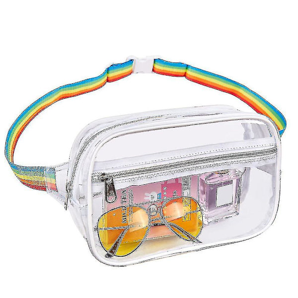 Pvc-material Transparent midjeväska Universal Daily Crossbodys-väska Stor kapacitet Bärbar liten handväska White