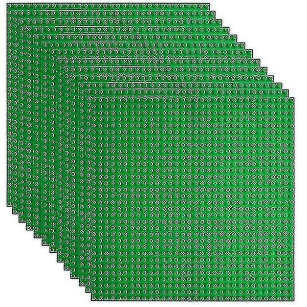 Klassiske bundplader Byggeunderlag til byggeklodser, der er kompatible med store mærker - bundplade 10" X 10", pakke med 12 Dark Green