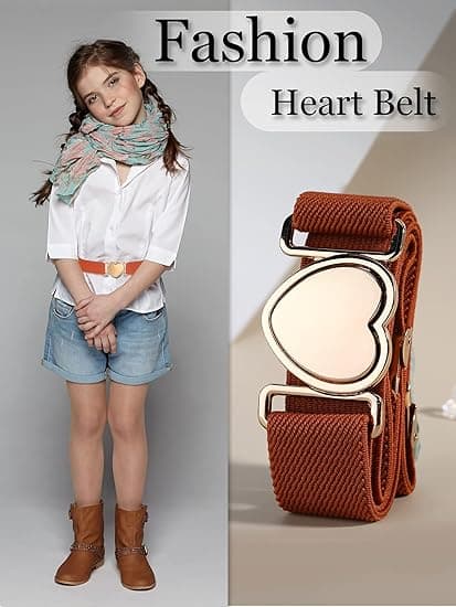 3 stk jentebelte barn elastisk stretchbelte justerbare stretchbelter elastisk hjerte barn belte for jenter