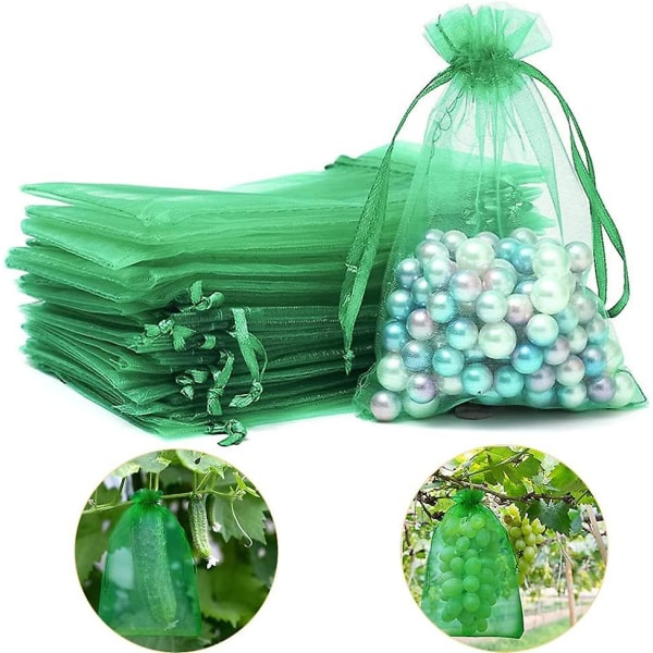 Druebeskyttelsesposer, 50 stk beskyttelsesposer med drueklase, Organza-fruktpose med snorer, Organza-fruktbeskyttelsesposer, for å forhindre veps, B