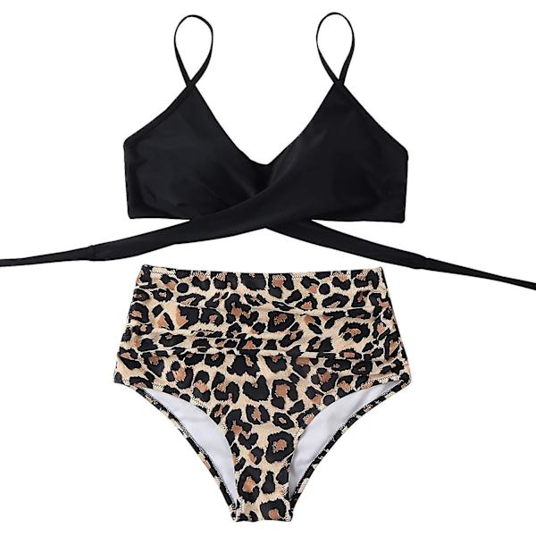 Kvinder Criss Cross Push Up svømmeoverdele Mavekontrol Halter Bikini Højtaljede badedragter Todelte badedragter
